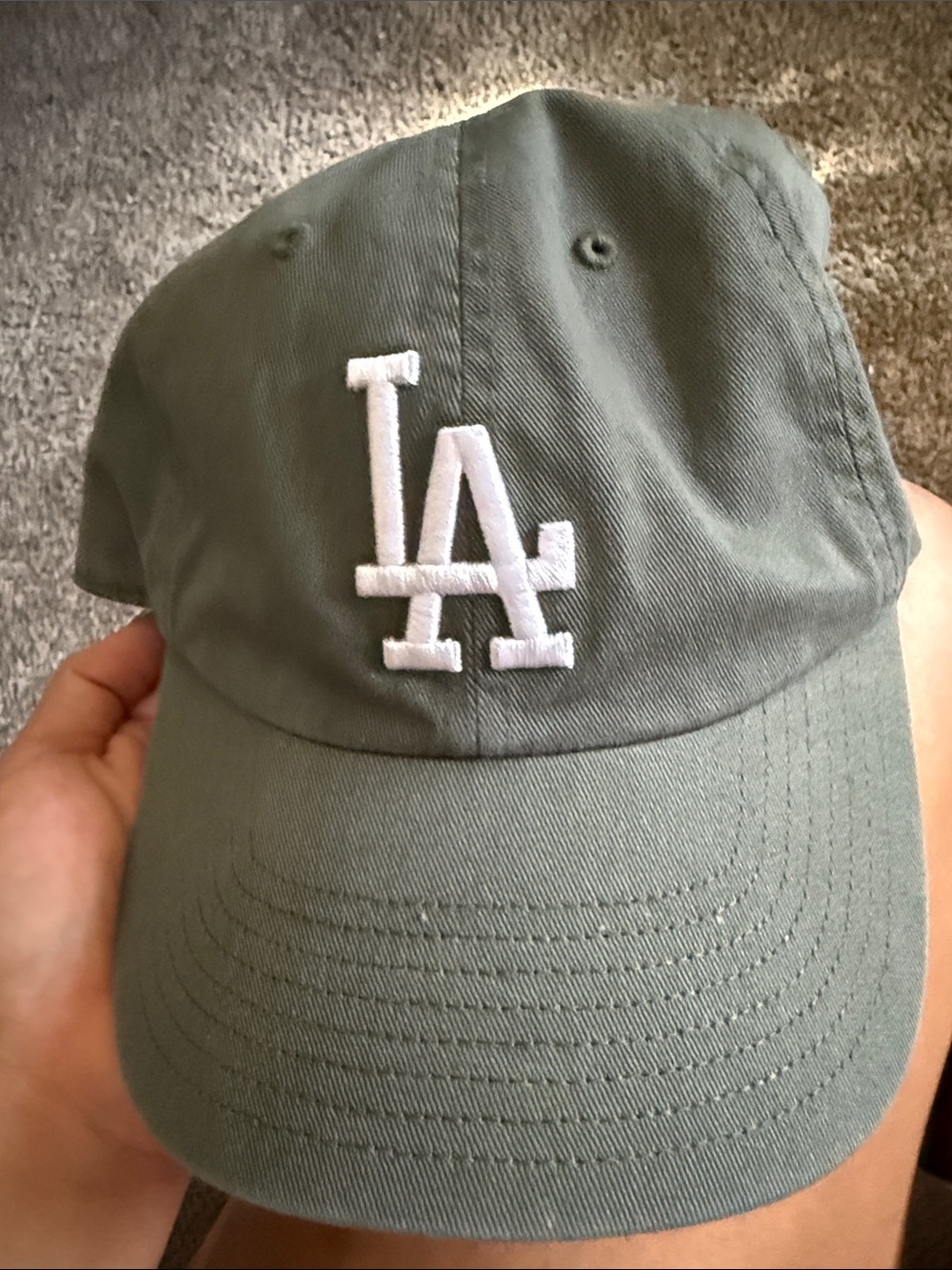 Los Angeles Dodgers Baseball Cap - Olive with White LA Logo
